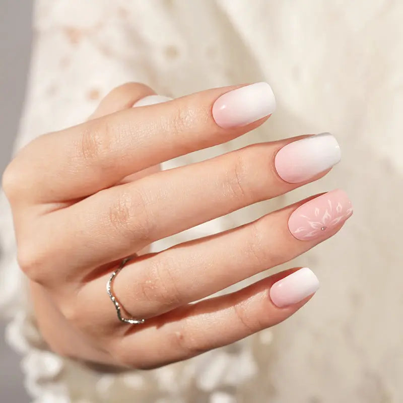 Customizable Ombre Gel Stickers Floral For Brands — Semi-Cured Gel Nail Wraps