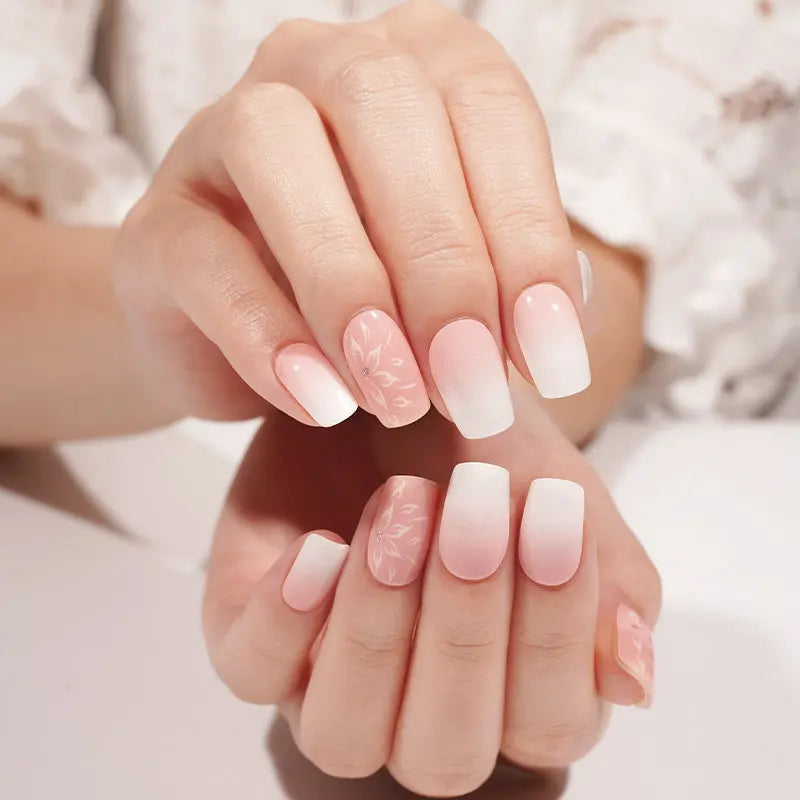Customizable Ombre Gel Stickers Floral For Brands — Semi-Cured Gel Nail Wraps