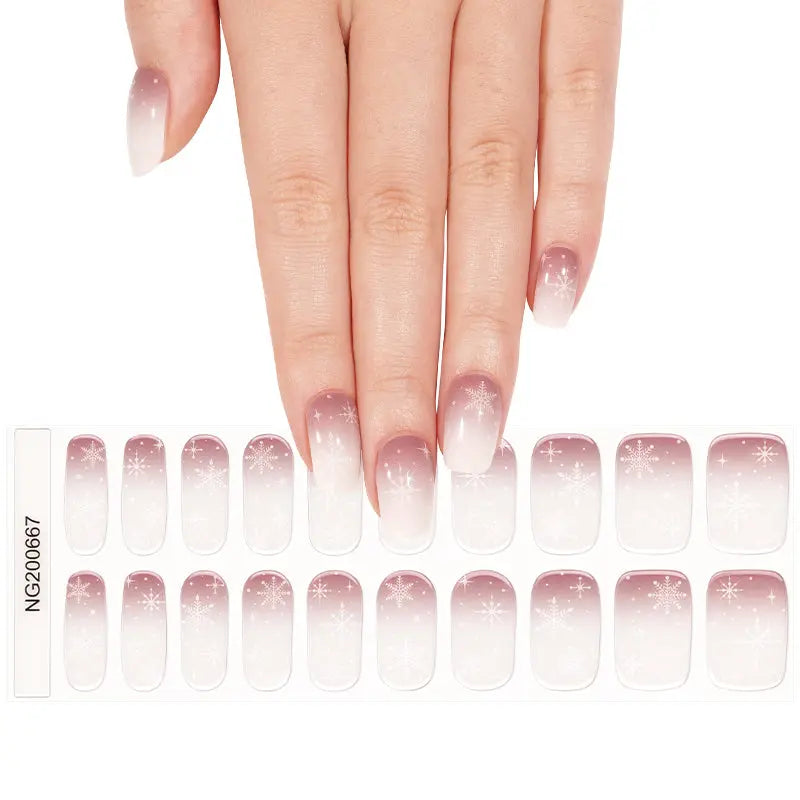 Customizable Ombre Gel Stickers Snowflake For Brands — Semi-Cured Gel Nail Wraps