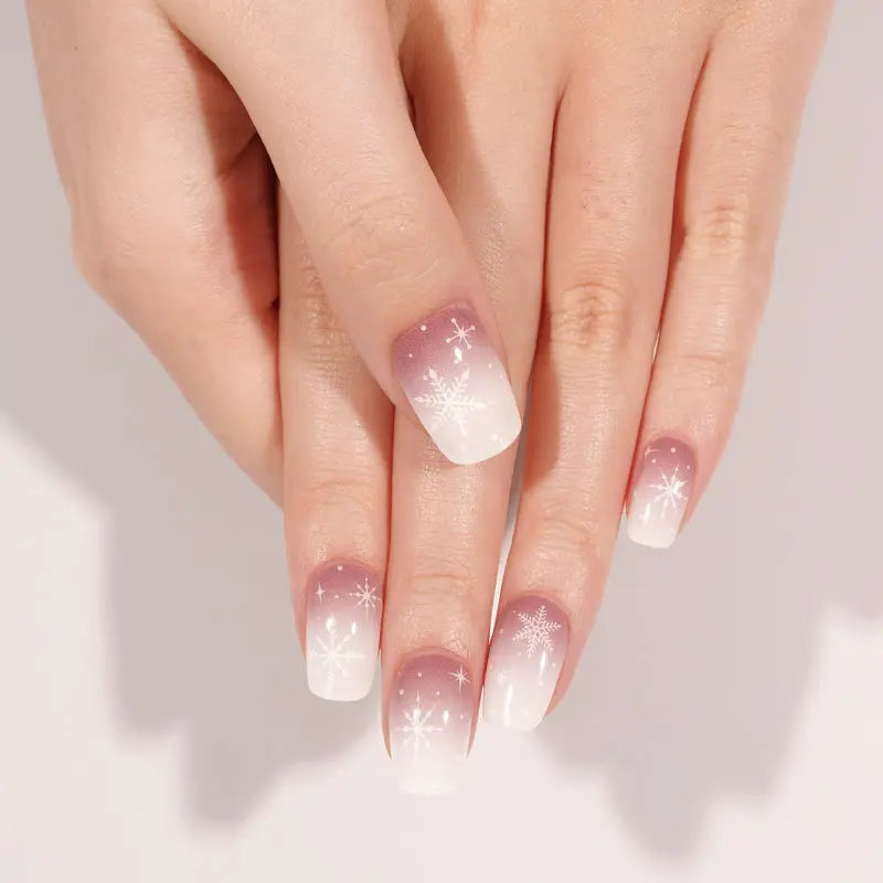 Customizable Ombre Gel Stickers Snowflake For Brands — Semi-Cured Gel Nail Wraps