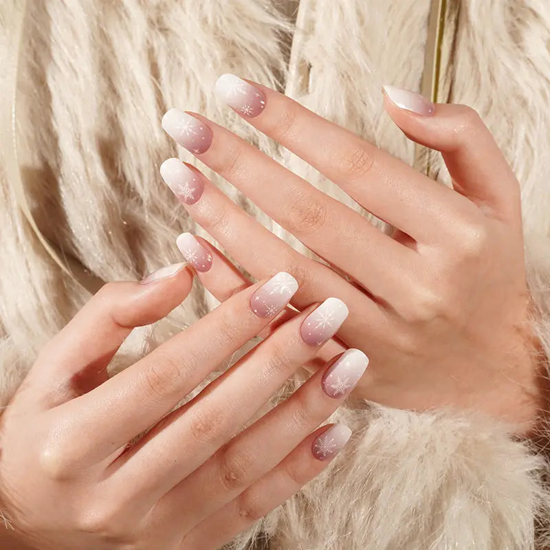 Customizable Ombre Gel Stickers Snowflake For Brands — Semi-Cured Gel Nail Wraps