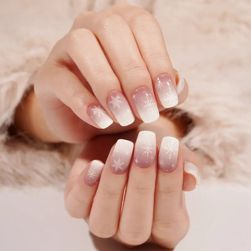 Customizable Ombre Gel Stickers Snowflake For Brands — Semi-Cured Gel Nail Wraps