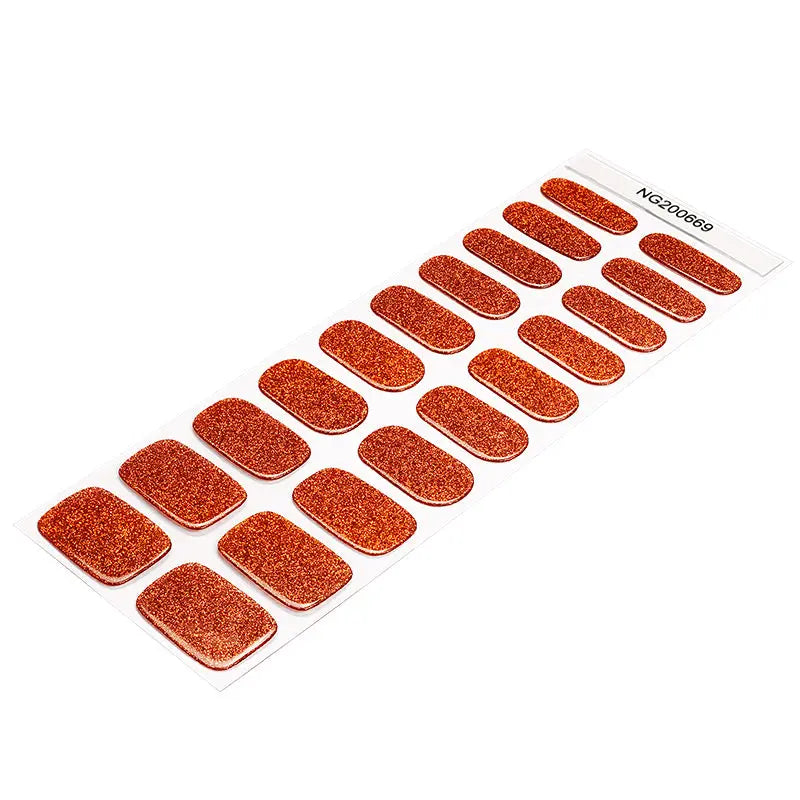 Customizable Orange Glitter Gel Stickers For Brands — Semi-Cured Gel Nail Wraps