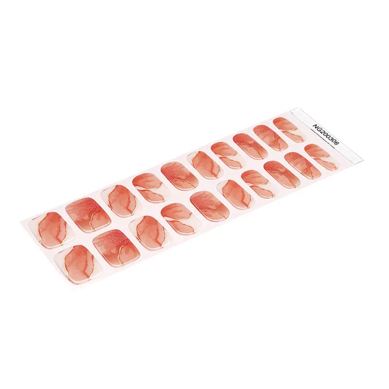 Customizable Pink Marbled Gel Stickers For — Semi-Cured Gel Nail Wraps