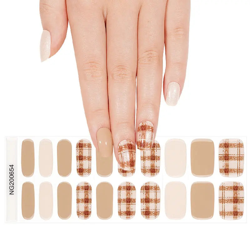 Customizable Plaid Gel Stickers For Brands — Semi-Cured Gel Nail Wraps