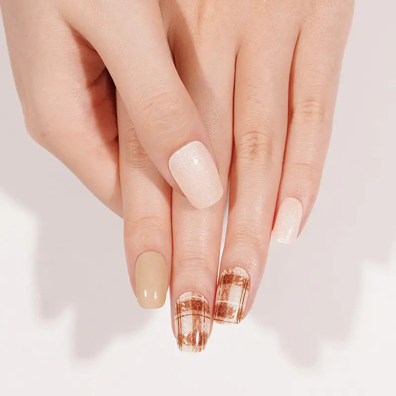 Customizable Plaid Gel Stickers For Brands — Semi-Cured Gel Nail Wraps
