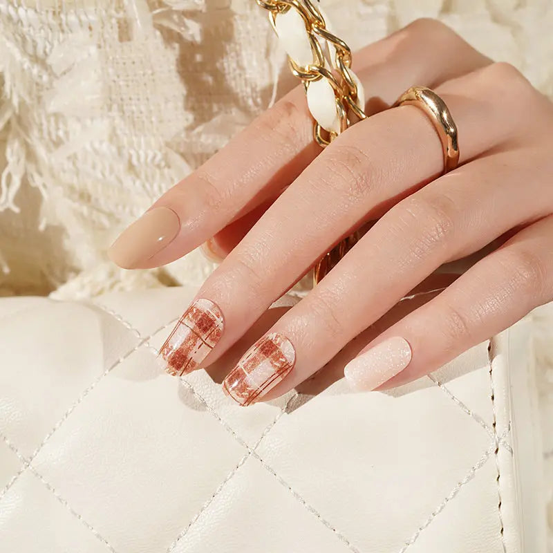 Customizable Plaid Gel Stickers For Brands — Semi-Cured Gel Nail Wraps