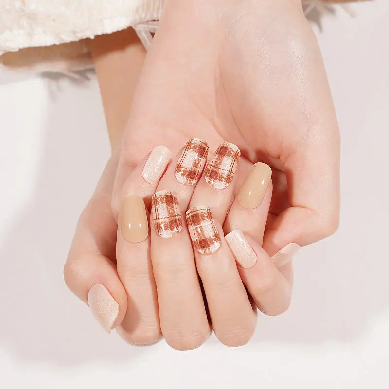 Customizable Plaid Gel Stickers For Brands — Semi-Cured Gel Nail Wraps