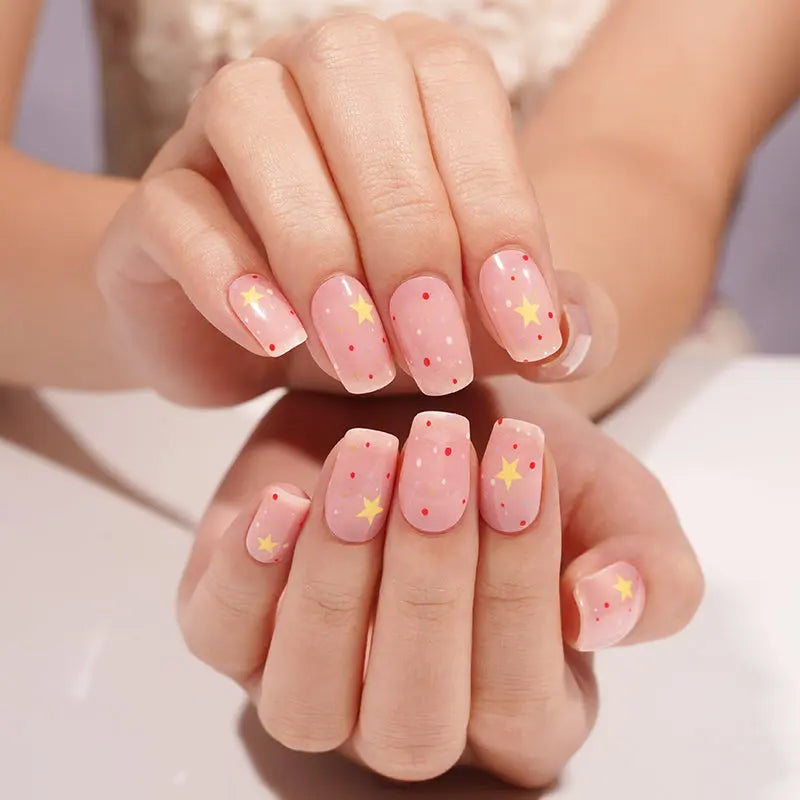 Customizable Polka Dot Gel Stickers Star For Brands — Semi-Cured Gel Nail Wraps