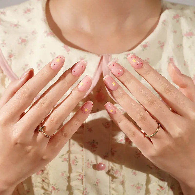 Customizable Polka Dot Gel Stickers Star For Brands — Semi-Cured Gel Nail Wraps