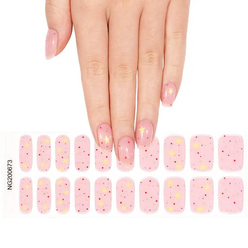 Customizable Polka Dot Gel Stickers Star For Brands — Semi-Cured Gel Nail Wraps