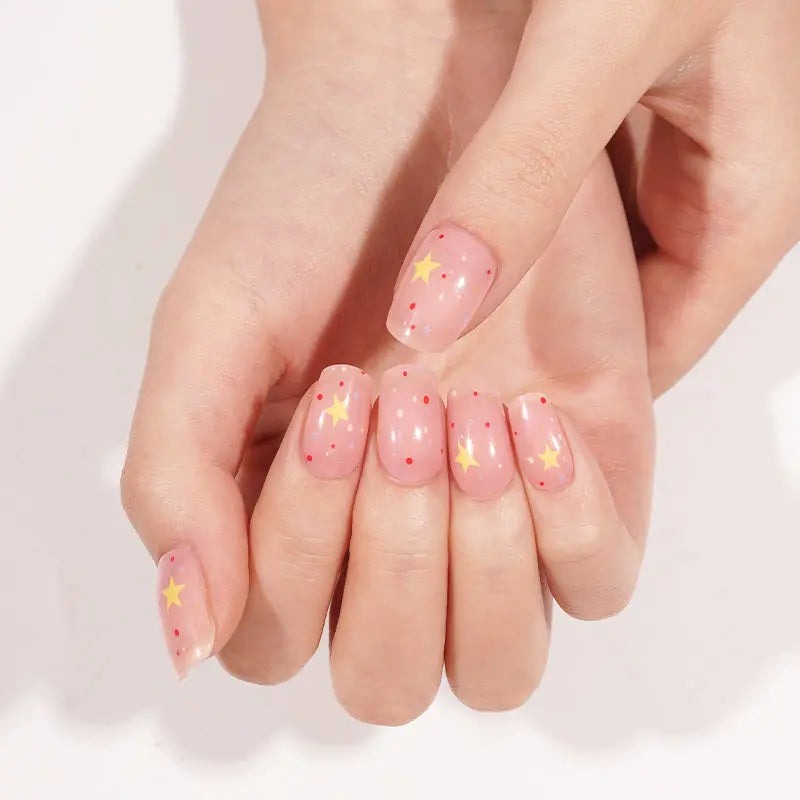 Customizable Polka Dot Gel Stickers Star For Brands — Semi-Cured Gel Nail Wraps