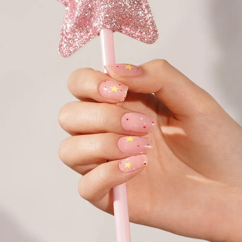 Customizable Polka Dot Gel Stickers Star For Brands — Semi-Cured Gel Nail Wraps