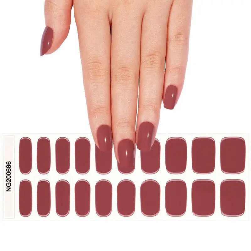 Customizable Red Gel Stickers Solid For Brands — Semi-Cured Gel Nail Wraps