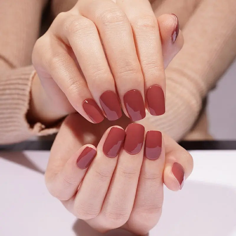 Customizable Red Gel Stickers Solid For Brands — Semi-Cured Gel Nail Wraps