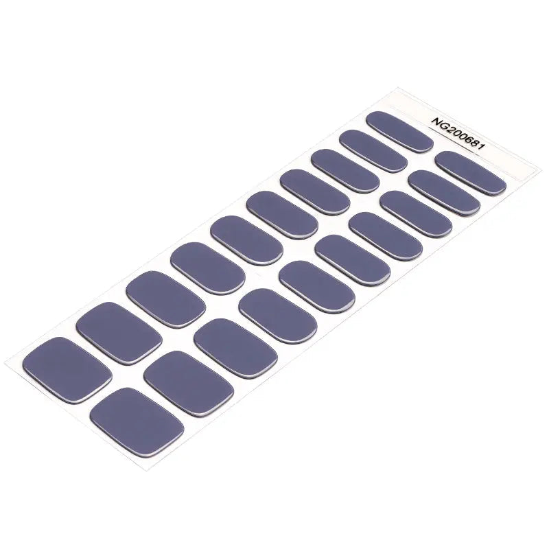 Customizable Solid Gel Stickers Blue Gray For Brands — Semi-Cured Gel Nail Wraps