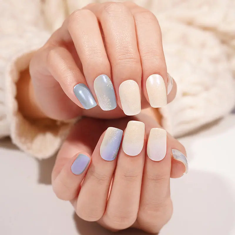 Customizable Winter Gel Stickers Snowflake For Brands — Semi-Cured Gel Nail Wraps