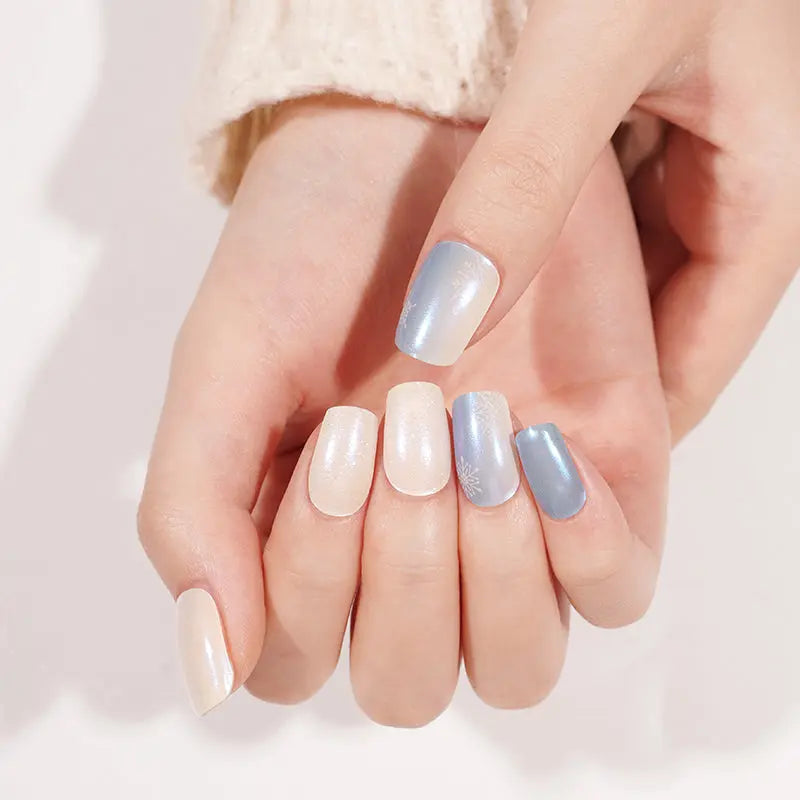 Customizable Winter Gel Stickers Snowflake For Brands — Semi-Cured Gel Nail Wraps