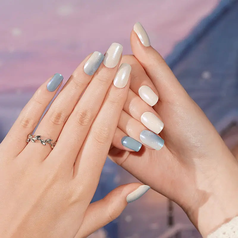 Customizable Winter Gel Stickers Snowflake For Brands — Semi-Cured Gel Nail Wraps