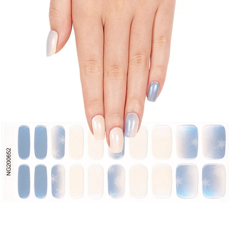 Customizable Winter Gel Stickers Snowflake For Brands — Semi-Cured Gel Nail Wraps