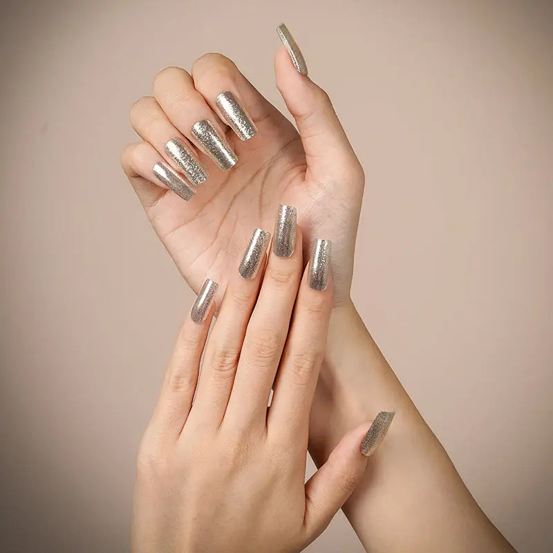 Silver Glitter — Semi-Cured Gel Nail Wraps