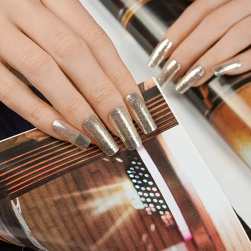 Silver Glitter — Semi-Cured Gel Nail Wraps