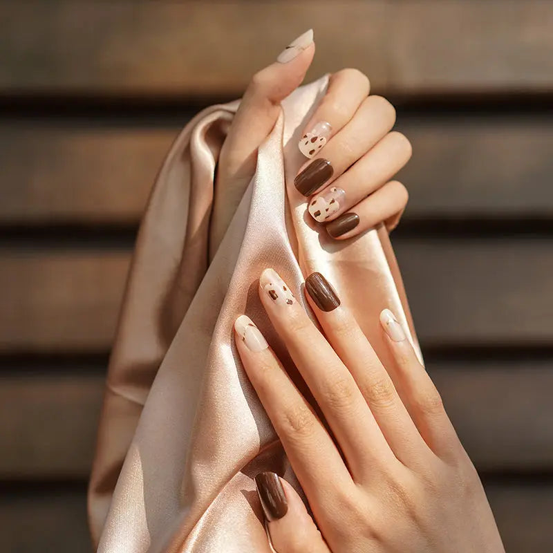 Designer Stickers Brown Spot Art — Semi-Cured Gel Nail Wraps
