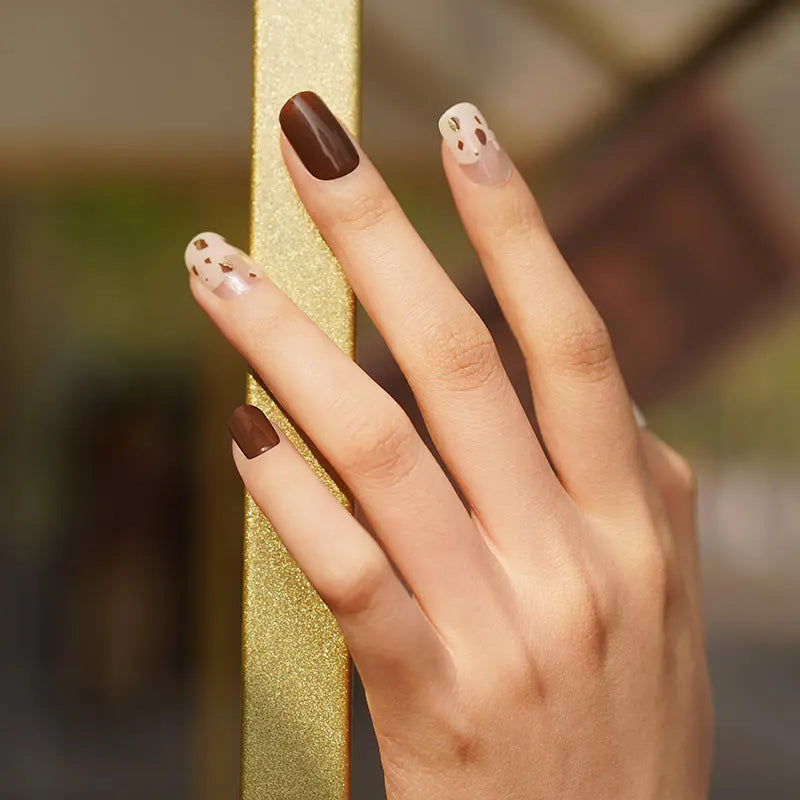 Designer Stickers Brown Spot Art — Semi-Cured Gel Nail Wraps