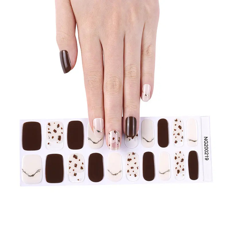 Designer Stickers Brown Spot Art — Semi-Cured Gel Nail Wraps