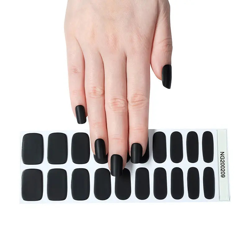 Diy Stickers With Gel Polish Matte Black Manicure — Semi-Cured Gel Nail Wraps