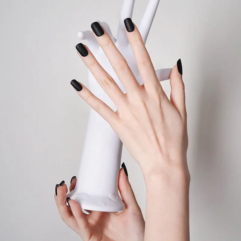 Diy Stickers With Gel Polish Matte Black Manicure — Semi-Cured Gel Nail Wraps