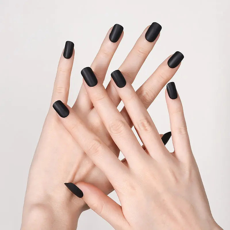 Diy Stickers With Gel Polish Matte Black Manicure — Semi-Cured Gel Nail Wraps