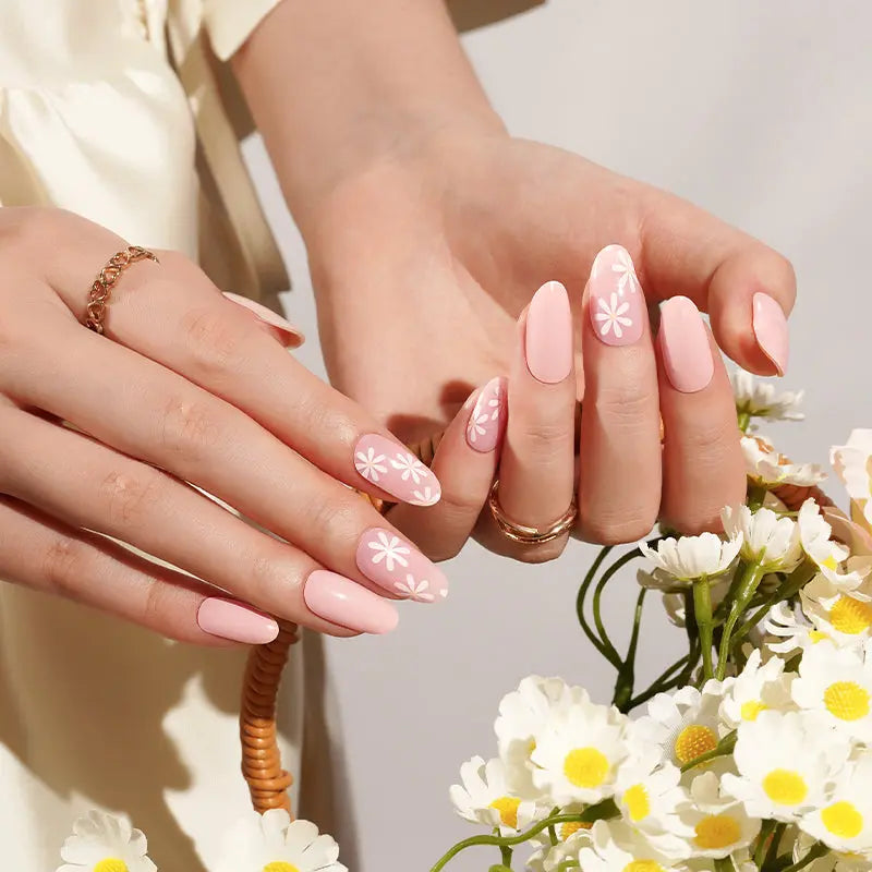 Price Fashionable White Flower Sticker Manicure Decoration Polish Ombre Color Strips — Semi-Cured Gel Nail Wraps