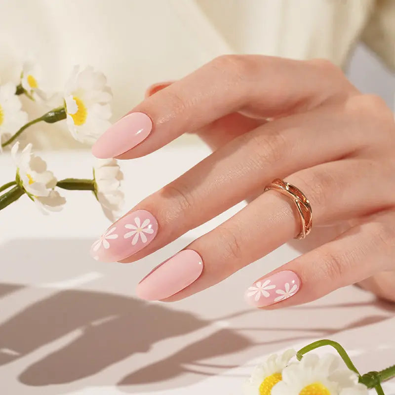 Price Fashionable White Flower Sticker Manicure Decoration Polish Ombre Color Strips — Semi-Cured Gel Nail Wraps