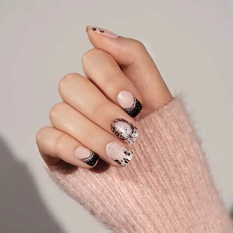 French Gel Stickers Leopard Print — Semi-Cured Gel Nail Wraps