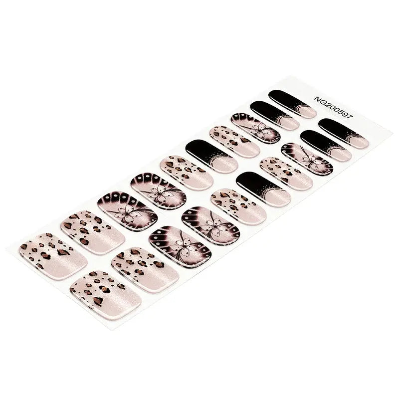 French Gel Stickers Leopard Print — Semi-Cured Gel Nail Wraps
