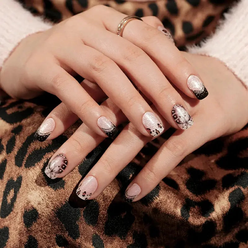 French Gel Stickers Leopard Print — Semi-Cured Gel Nail Wraps