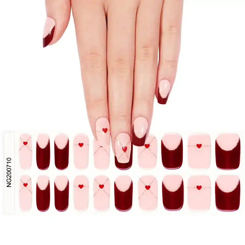 French Heart — Semi-Cured Gel Nail Wraps