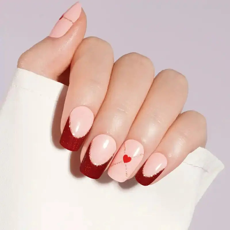 French Heart — Semi-Cured Gel Nail Wraps