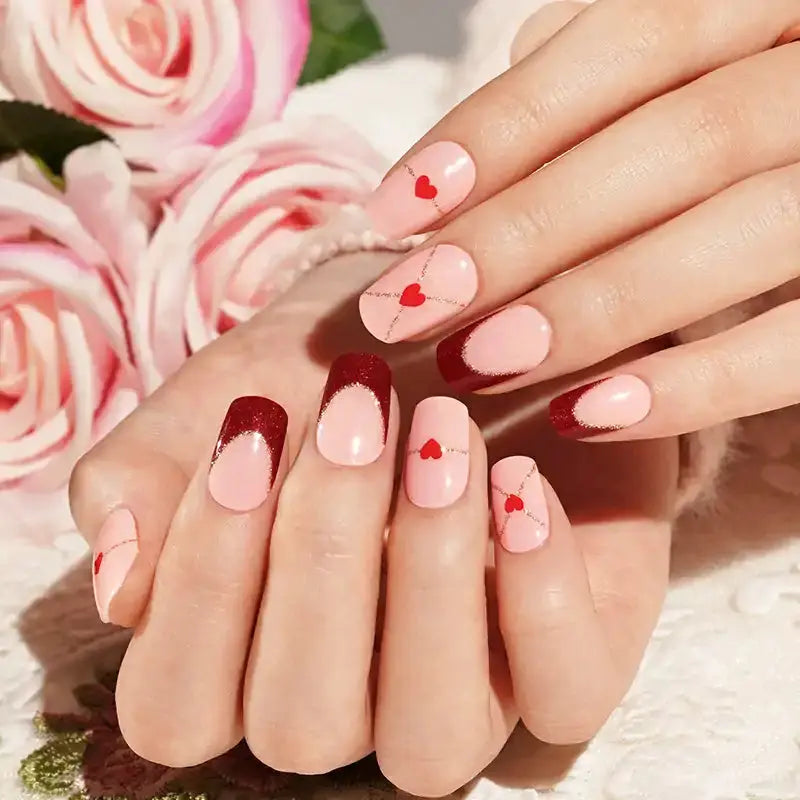 French Heart — Semi-Cured Gel Nail Wraps