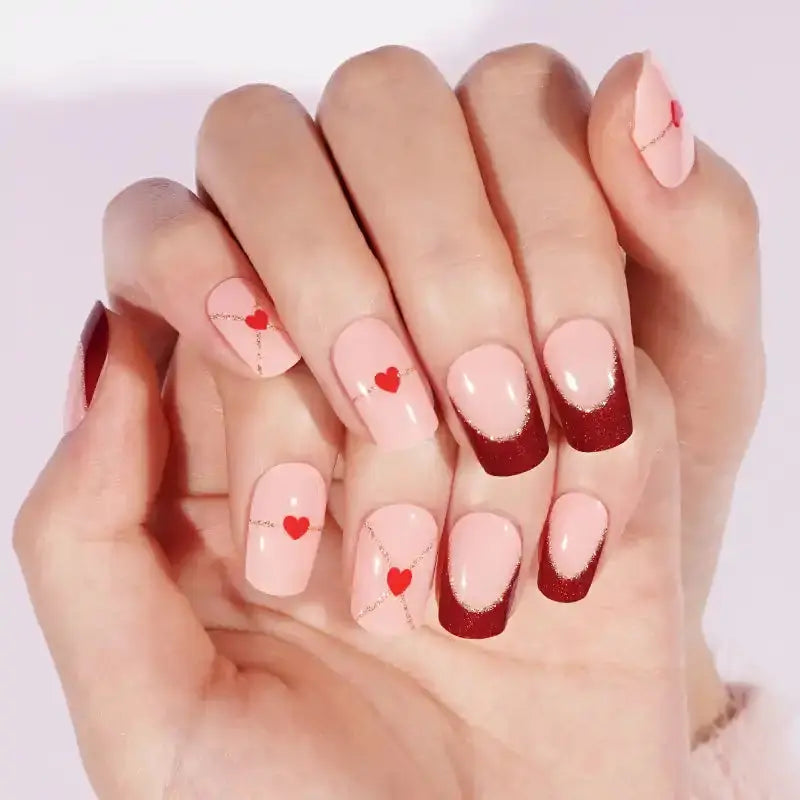 French Heart — Semi-Cured Gel Nail Wraps