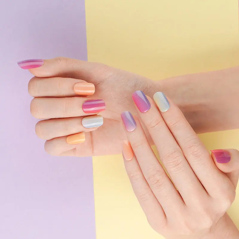 Gel Cured Stickers Hot Sale Sticker New Design Led Lamp Gel Sticker Color Gradient — Semi-Cured Gel Nail Wraps