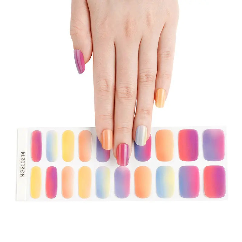 Gel Cured Stickers Hot Sale Sticker New Design Led Lamp Gel Sticker Color Gradient — Semi-Cured Gel Nail Wraps
