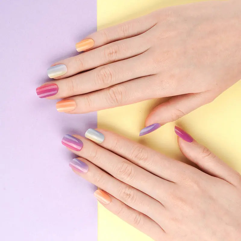 Gel Cured Stickers Hot Sale Sticker New Design Led Lamp Gel Sticker Color Gradient — Semi-Cured Gel Nail Wraps