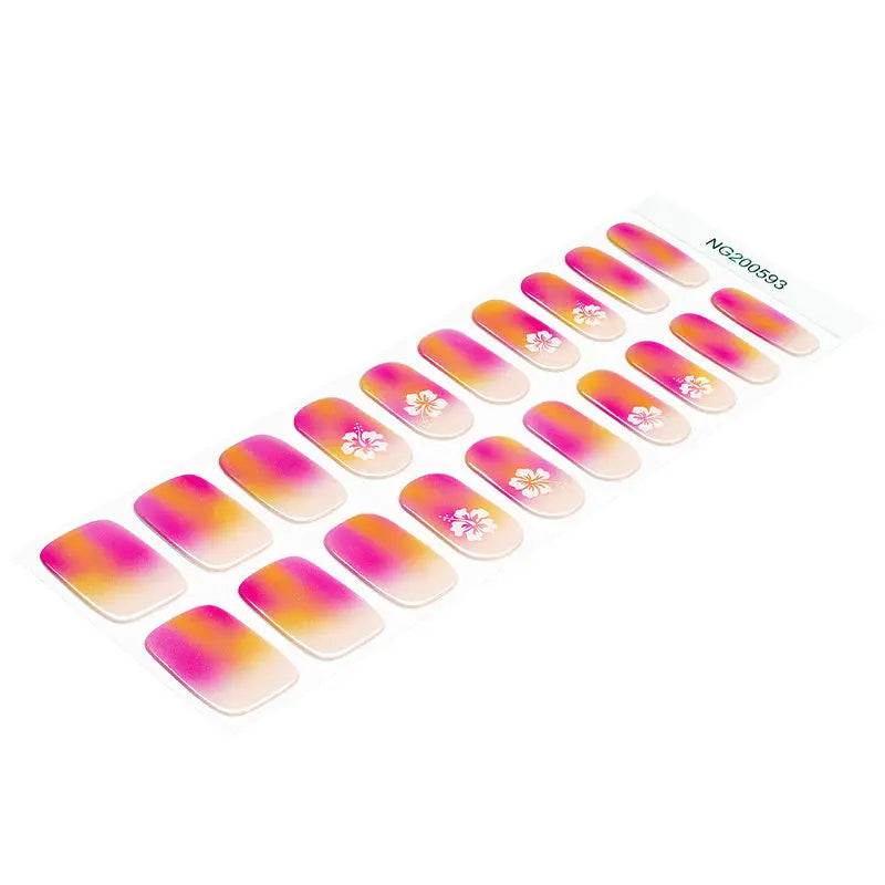 Tropical Sunset Floral — Semi-Cured Gel Nail Wraps