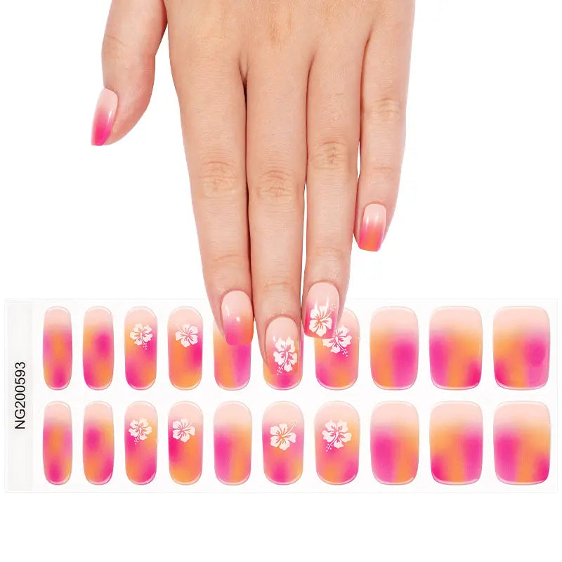 Tropical Sunset Floral — Semi-Cured Gel Nail Wraps