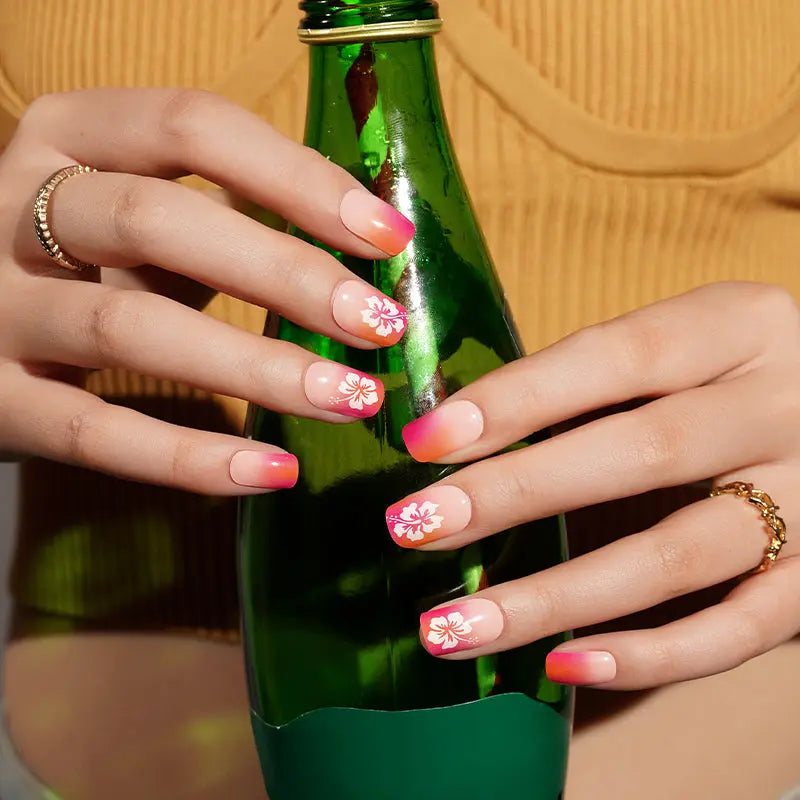 Tropical Sunset Floral — Semi-Cured Gel Nail Wraps
