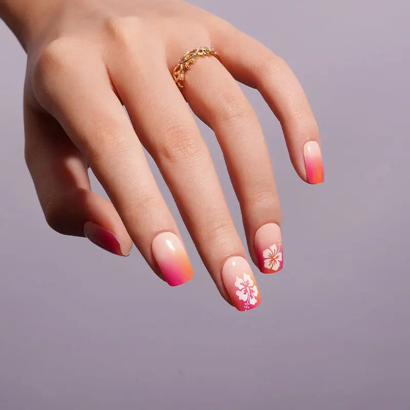 Tropical Sunset Floral — Semi-Cured Gel Nail Wraps