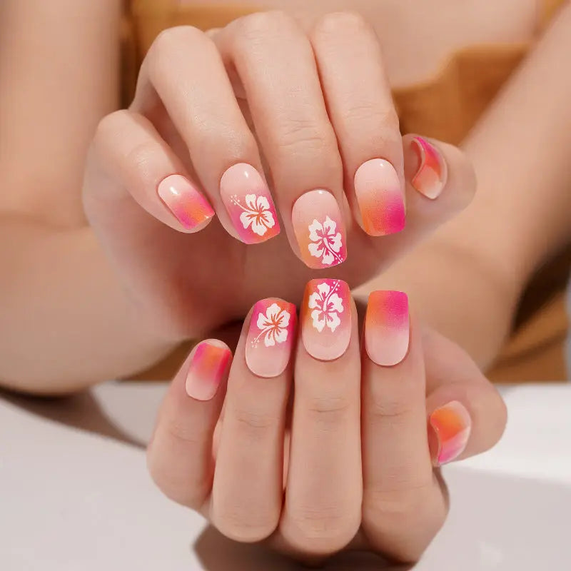 Tropical Sunset Floral — Semi-Cured Gel Nail Wraps