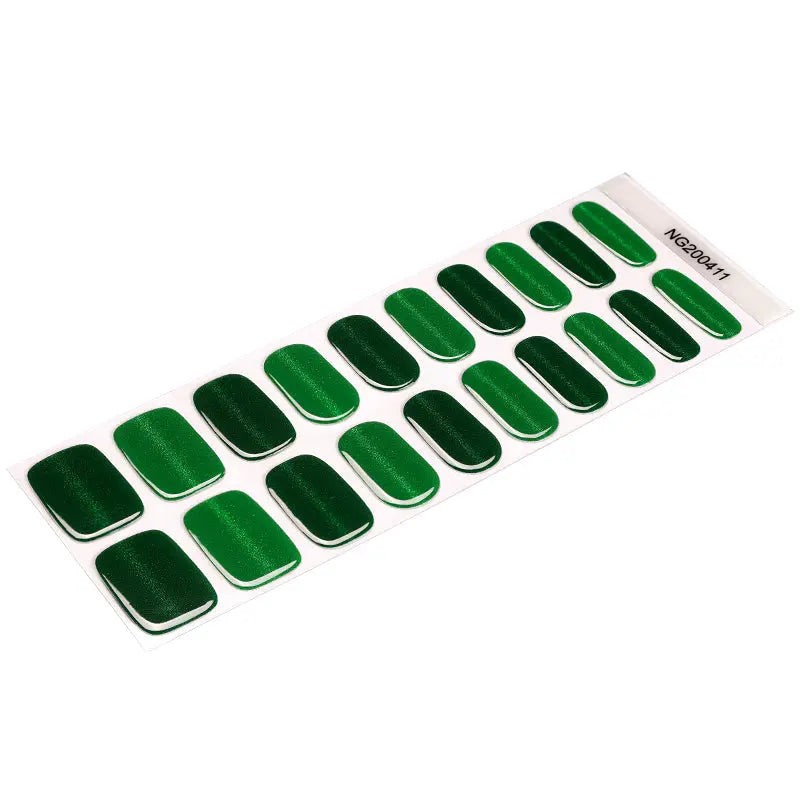 Green Cat-eye Glitter — Semi-Cured Gel Nail Wraps